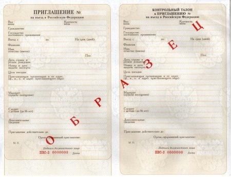 Приглашение на въезд  в РФ иностранного гражданина